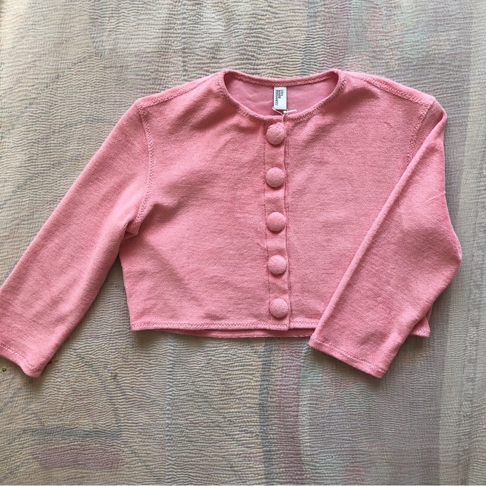 LISA MARIE FERNANDEZ: THE CARDIGAN in PINK TERRY CLOTH - Picture 5 of 10